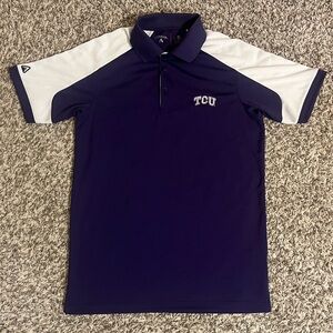 Antigua TCU Purple and White Polo